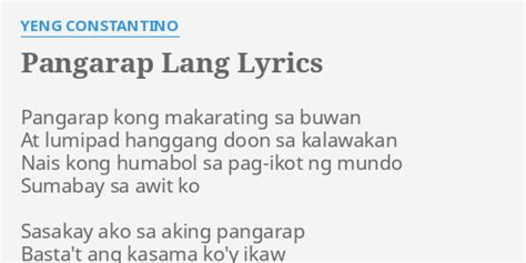 Yeng Constantino – Pangarap Lang Lyrics .